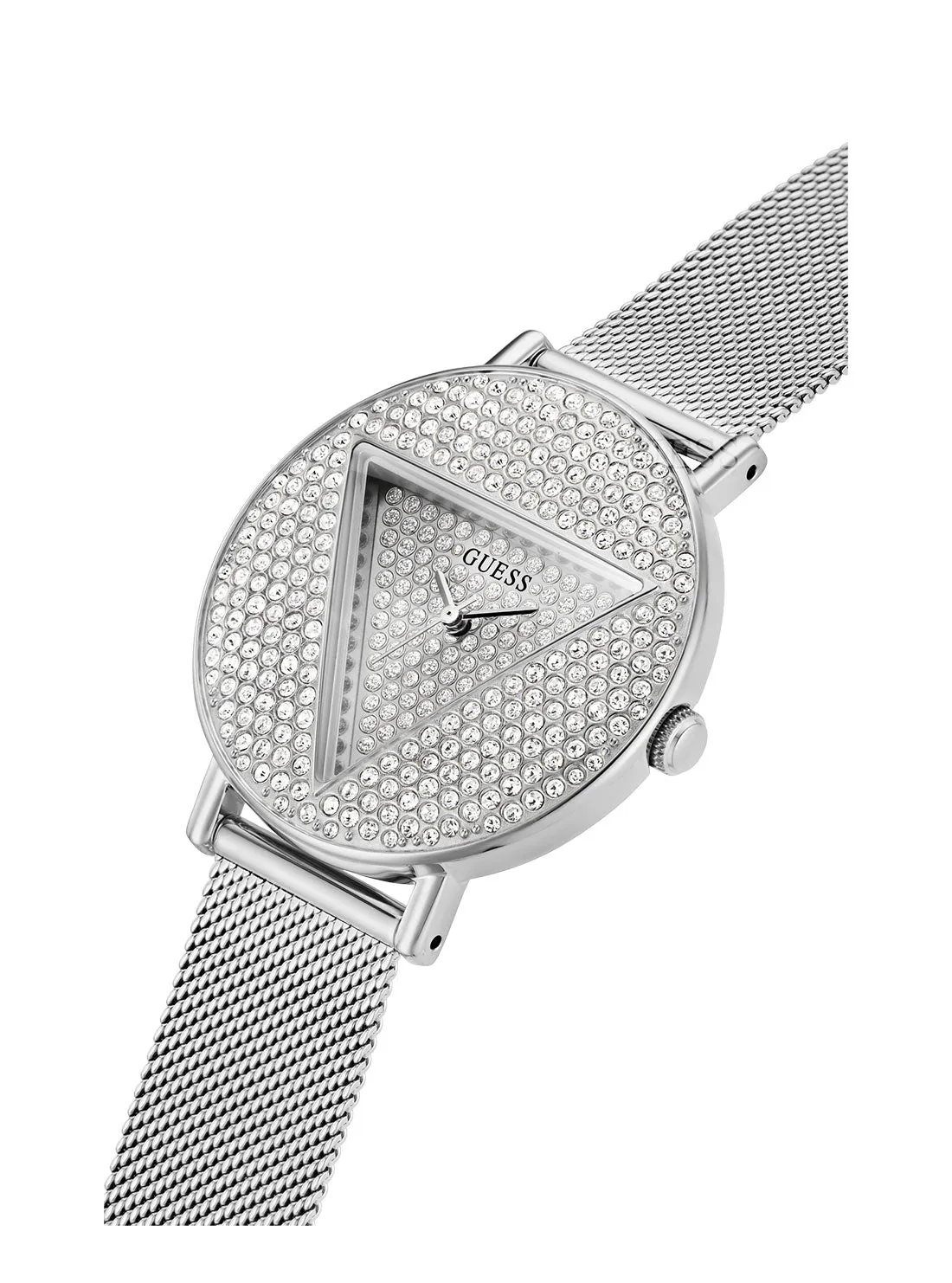 Silver Iconic Crystal Mesh Watch Guess