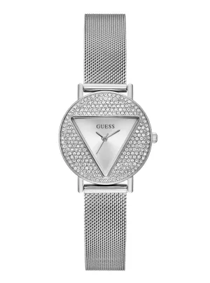 Silver Mini Iconic Glitz Mesh Watch Guess