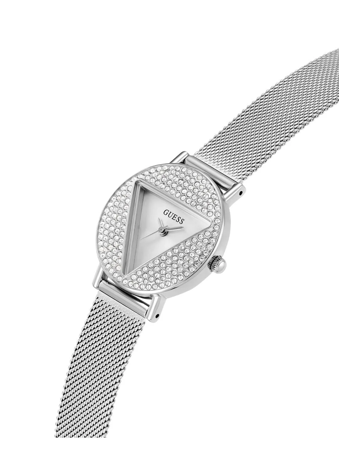 Silver Mini Iconic Glitz Mesh Watch Guess