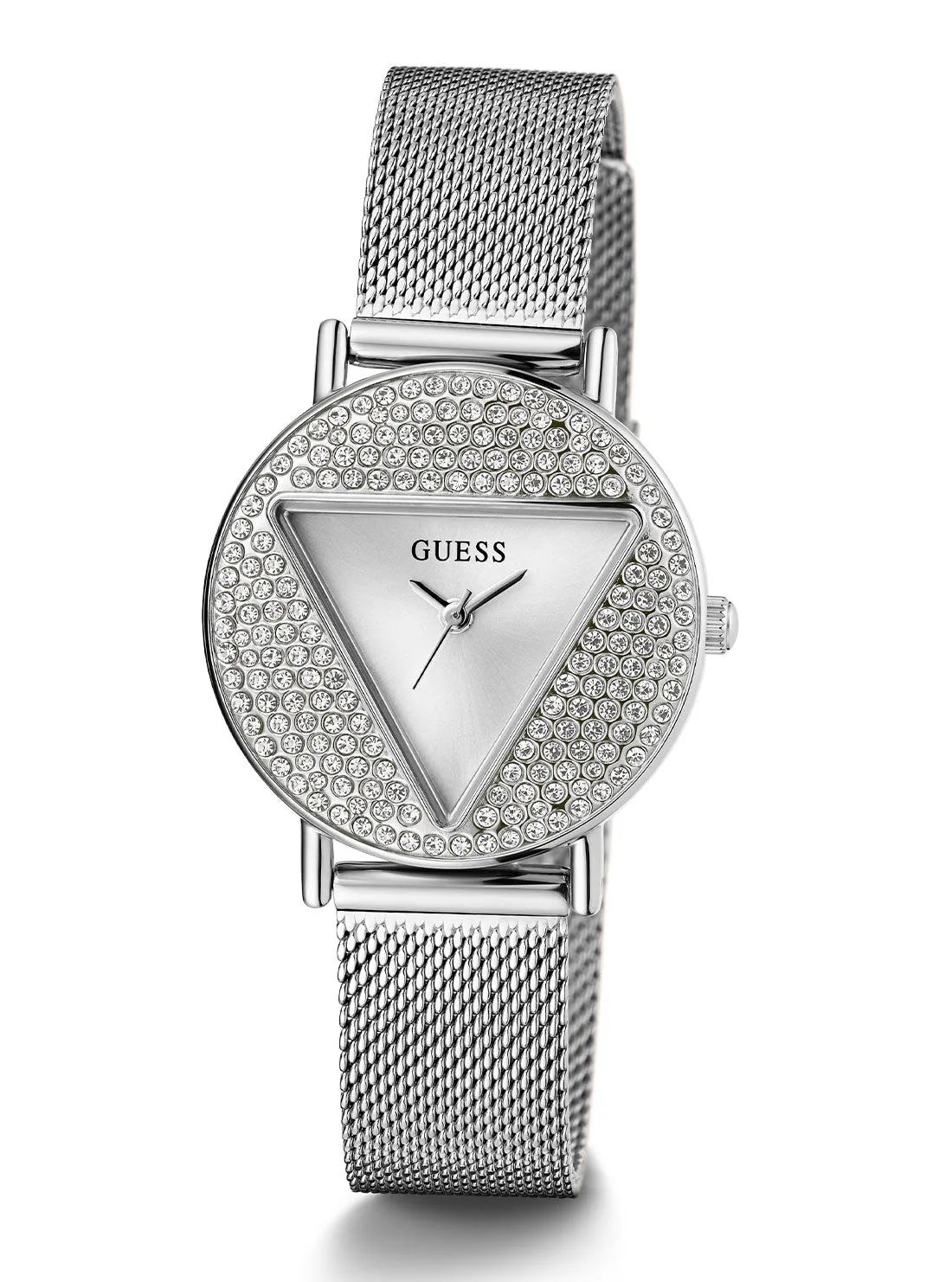 Silver Mini Iconic Glitz Mesh Watch Guess