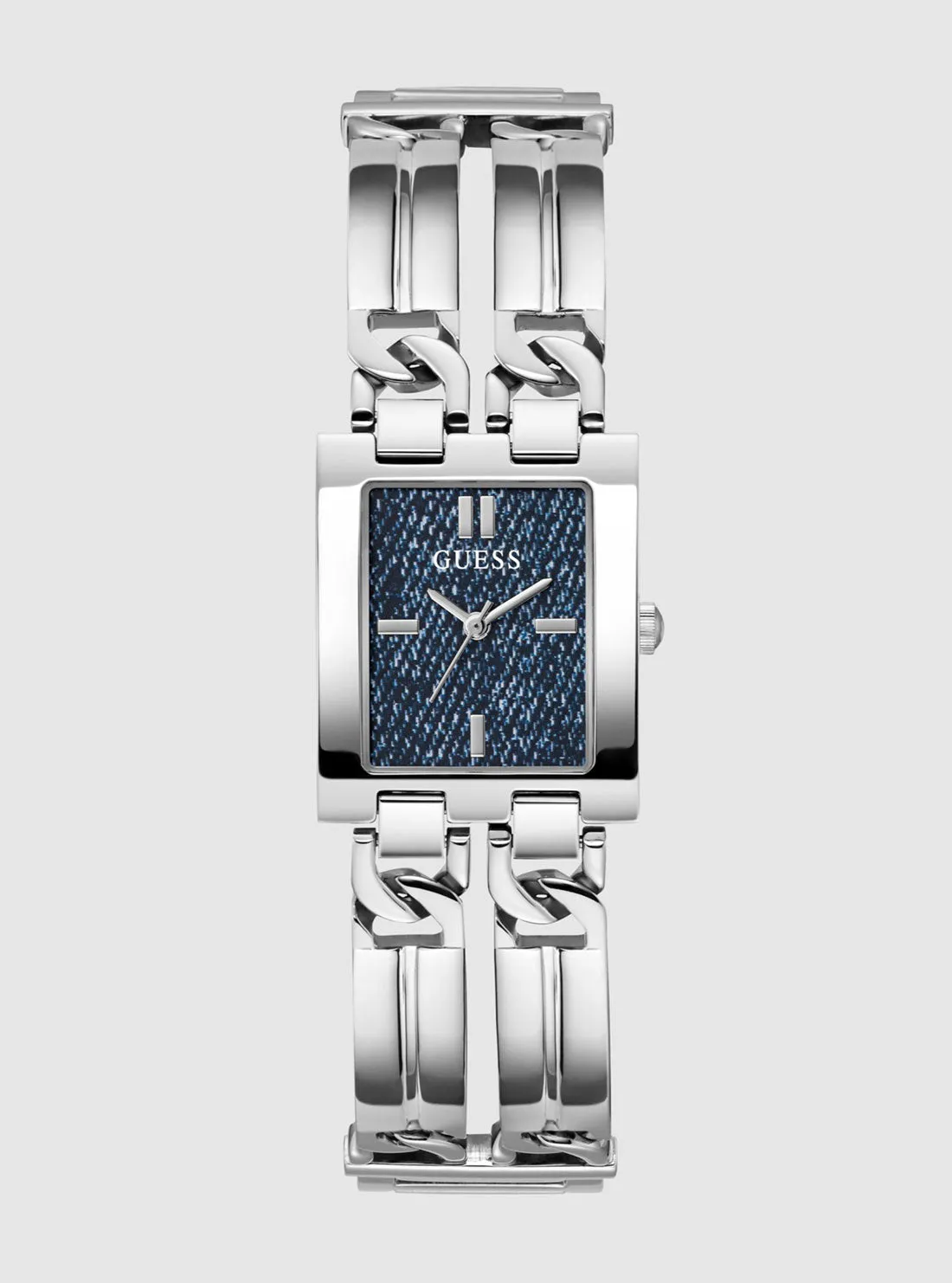 Silver Mod Denim Dial Link Watch Guess
