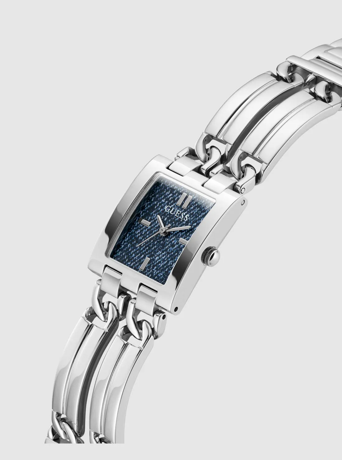 Silver Mod Denim Dial Link Watch Guess