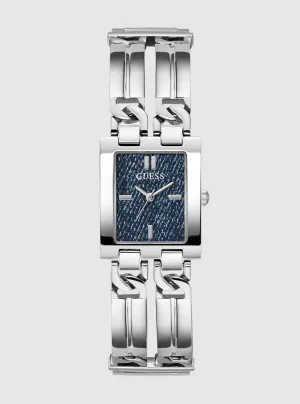 Silver Mod Denim Dial Link Watch Guess