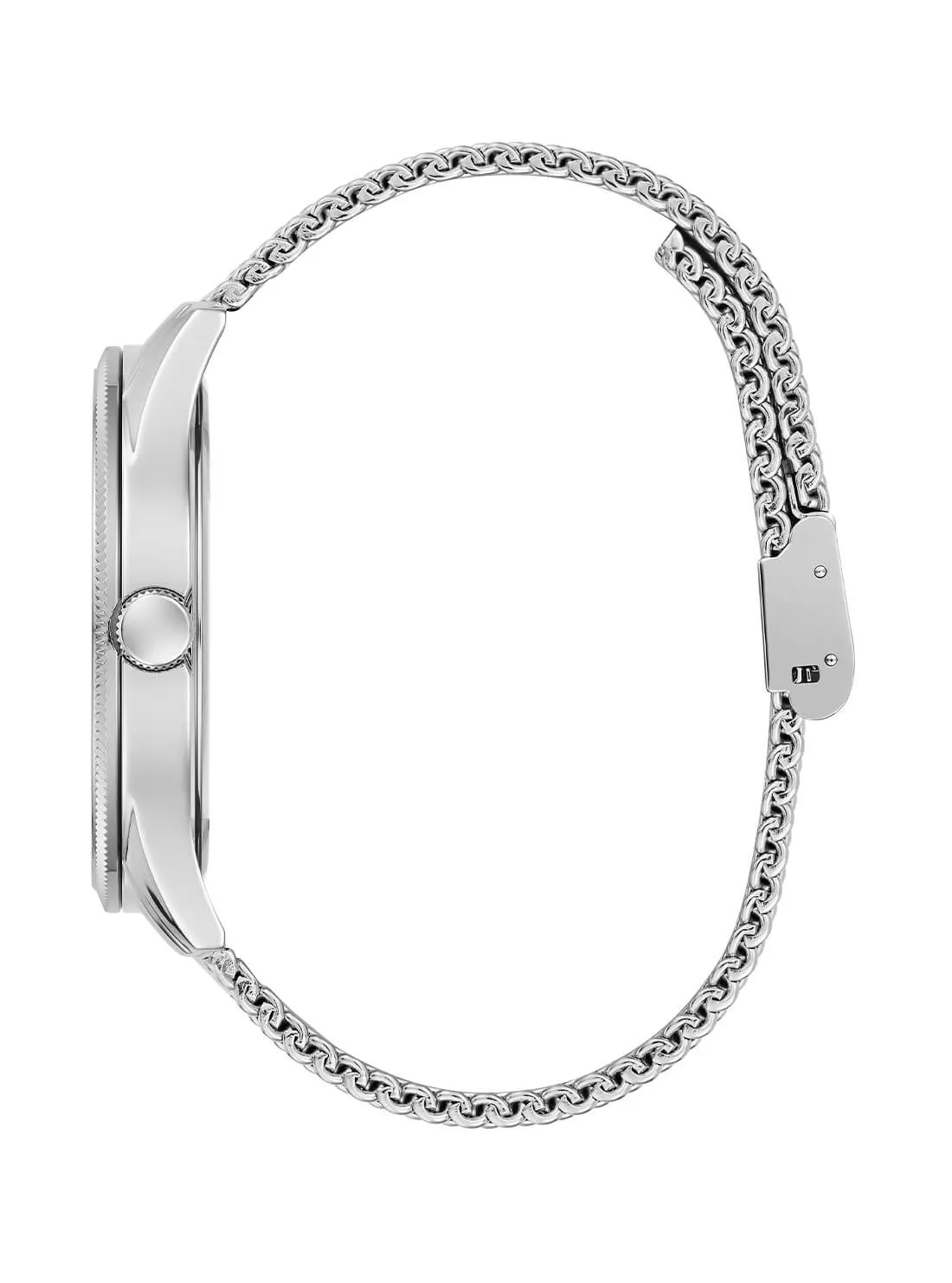 Silver Reputation Black Logo Mesh Watch Guess