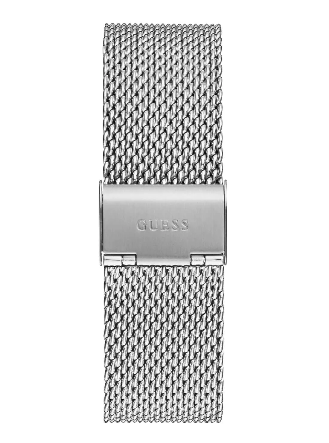 Silver Reputation Black Logo Mesh Watch Guess