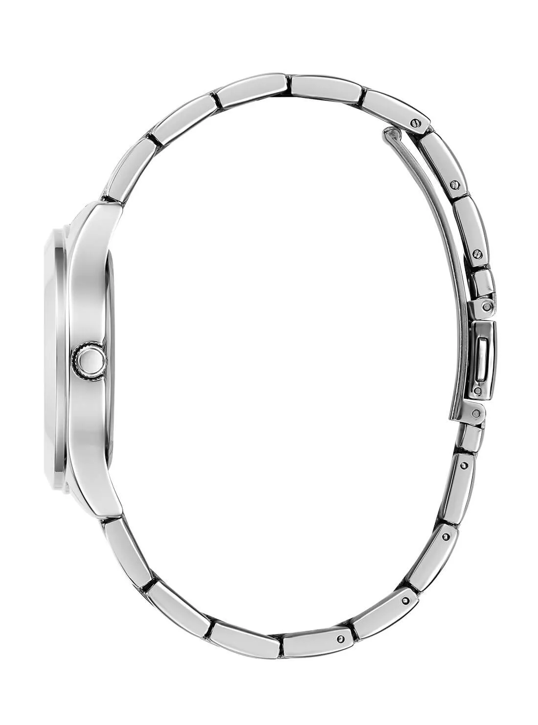 Silver Tri Plaque Pink Link Watch Guess