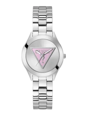 Silver Tri Plaque Pink Link Watch Guess