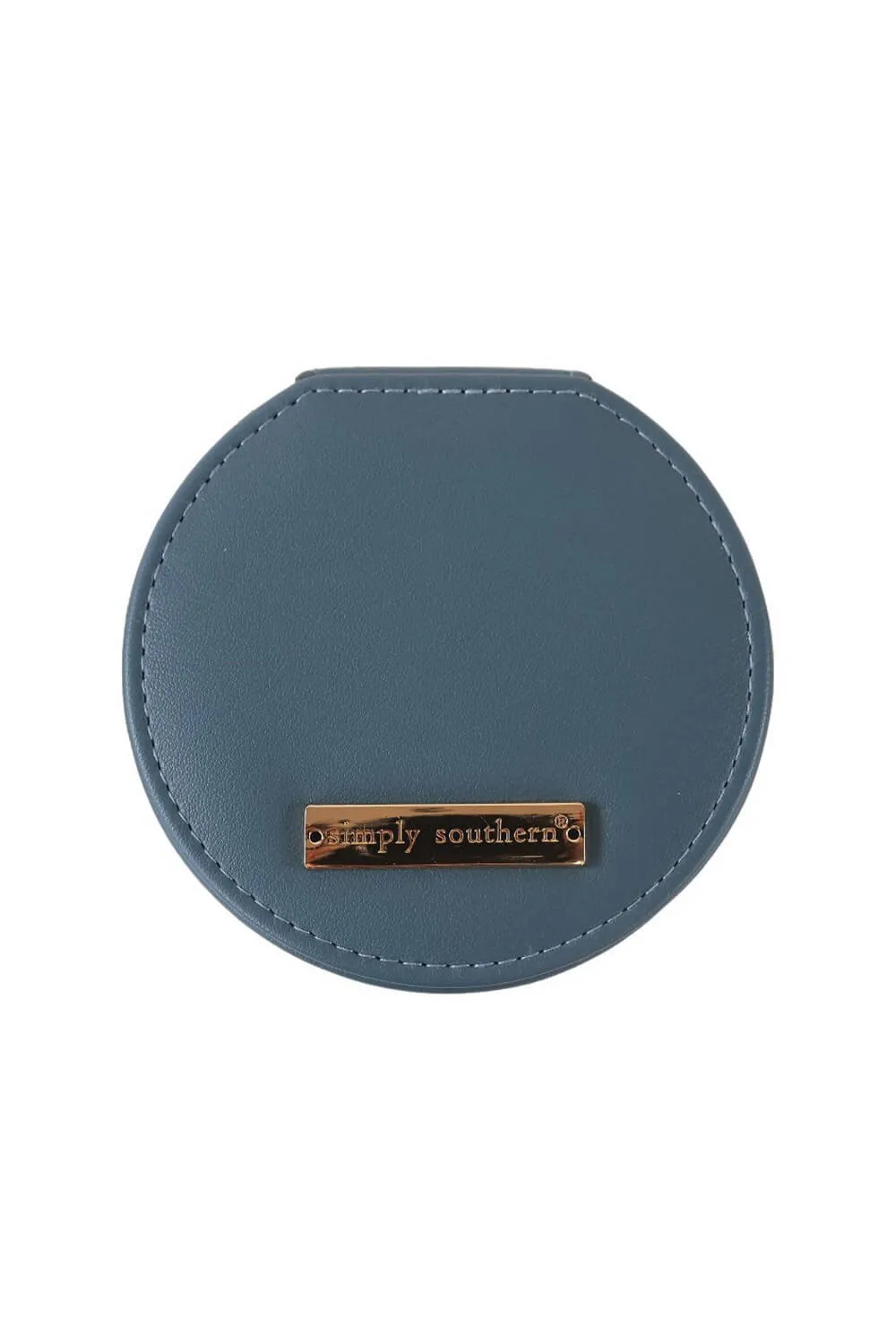 Simply Southern Round Jewelry Box Case in Blue | PP-0125-BAG-LTHR-JWLBX-MIAMI-AZUR
