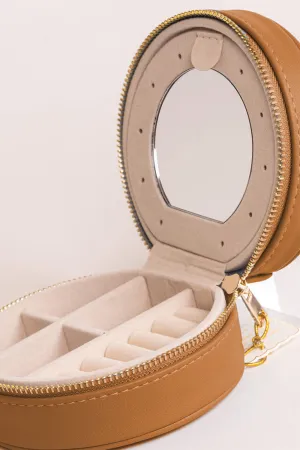 Simply Southern Round Jewelry Box Case in Chai | PP-0125-BAG-LTHR-JWLBX-MIAMI-CHAI