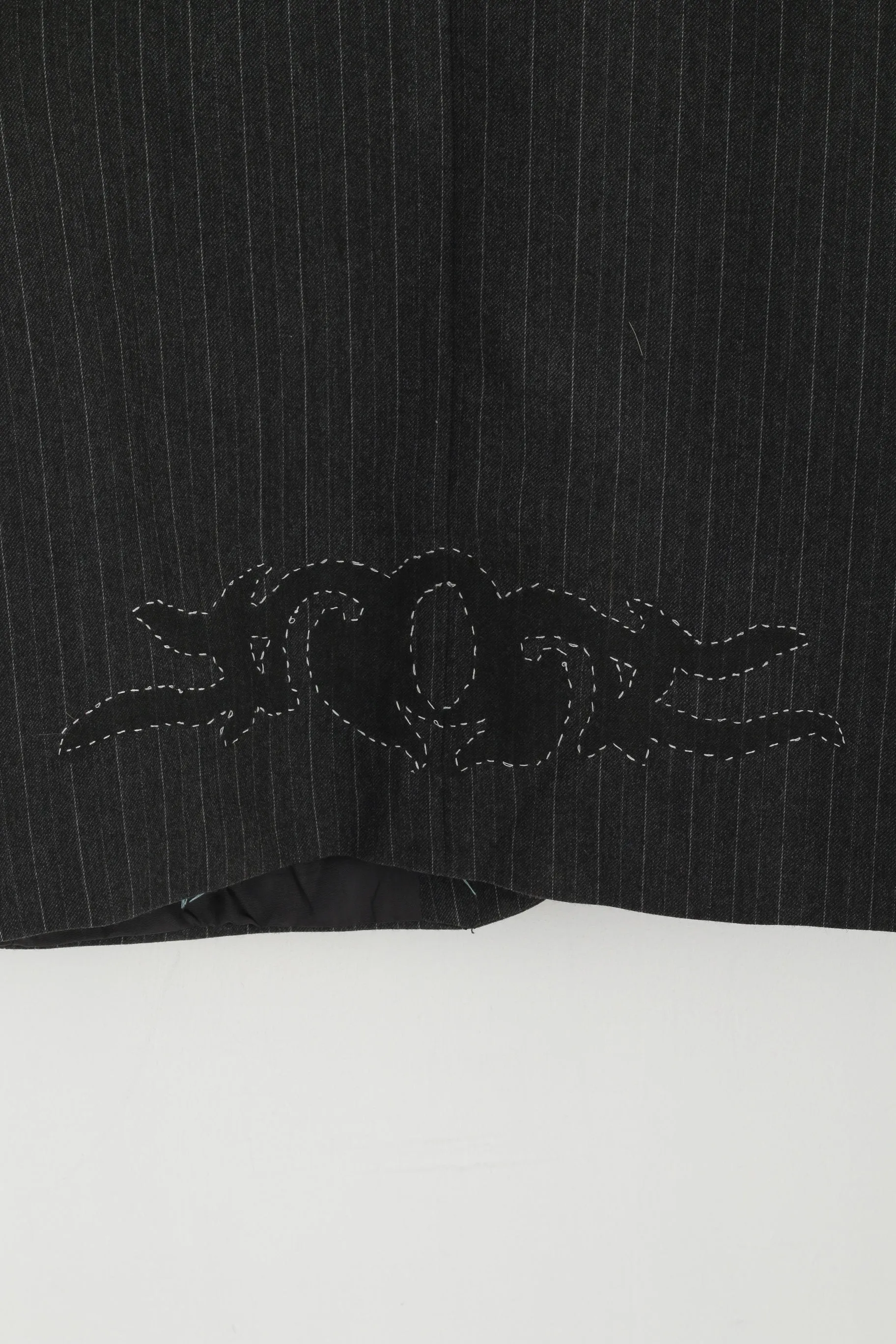 St Michael Men 40 102cm Blazer Grey Striped Hand Made Emroidered Stag Party Jacket