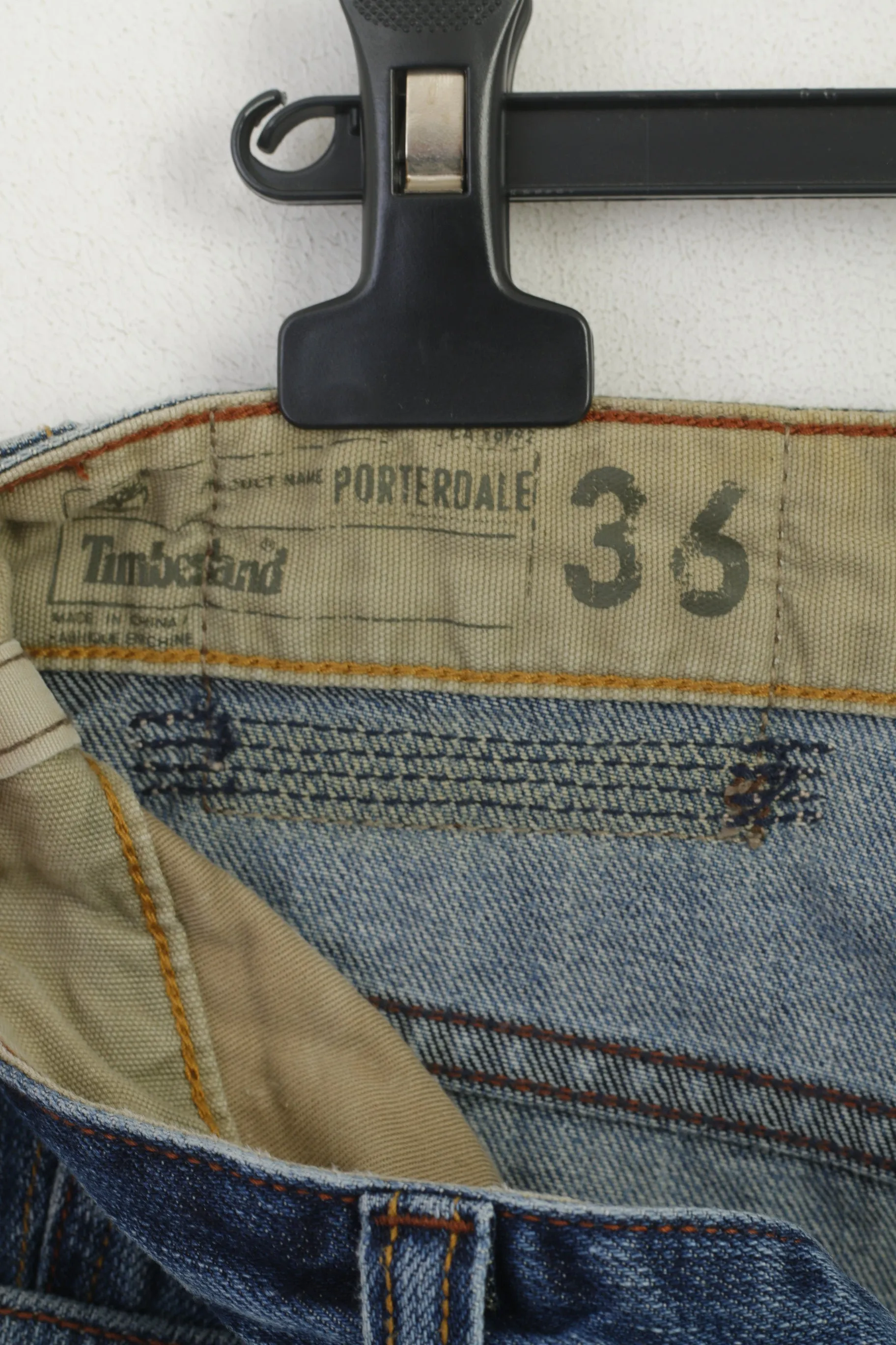 Timberland Men 36 Jeans Trousers Navy Denim Cotton Porterdale Vintage Straight