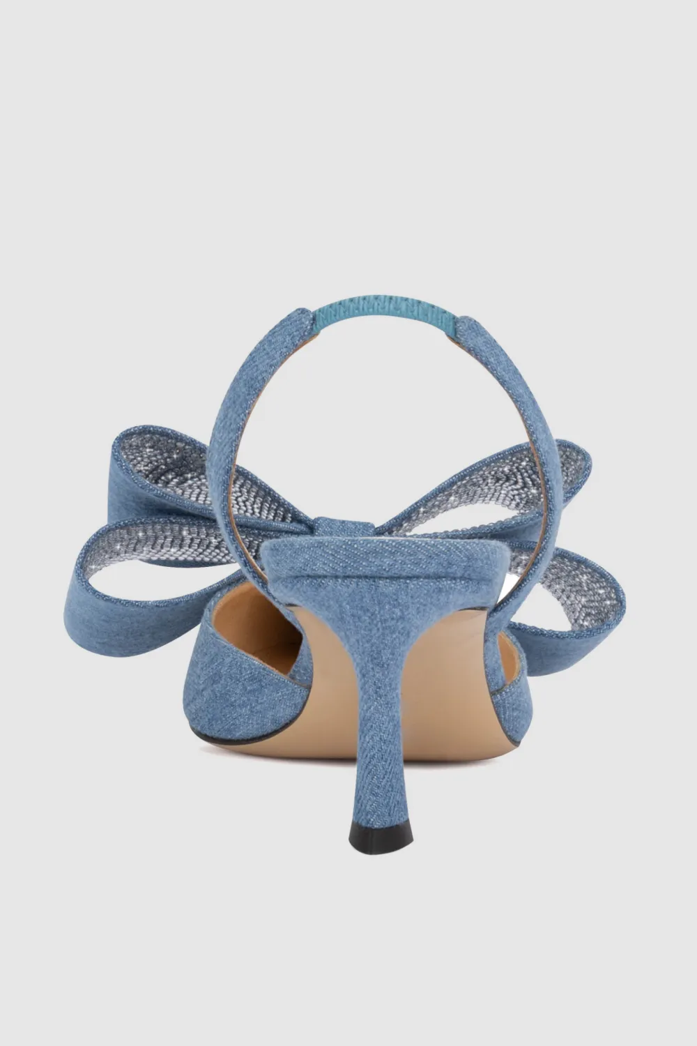 Violeta Bow-embellished Denim Slingback Pumps - Blue Gloria Lanvin