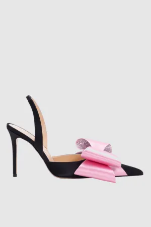 Violeta Bow-embellished Satin Slingback Pumps - Black Gloria Lanvin
