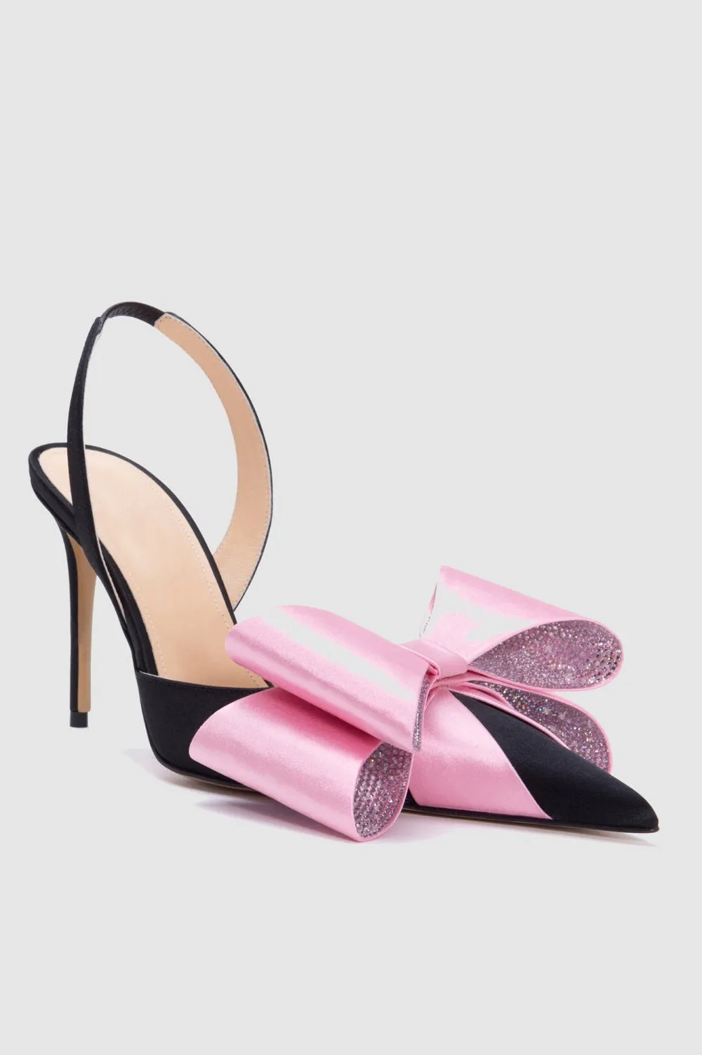 Violeta Bow-embellished Satin Slingback Pumps - Black Gloria Lanvin