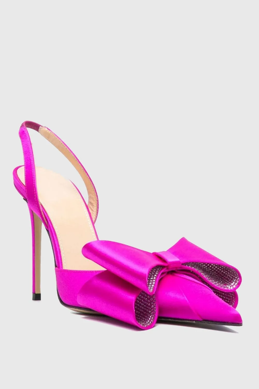 Violeta Bow-embellished Satin Slingback Pumps - Pink Gloria Lanvin