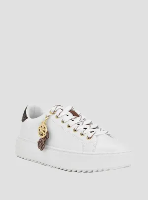 White Denesa Chunky Low-Top Sneakers Guess