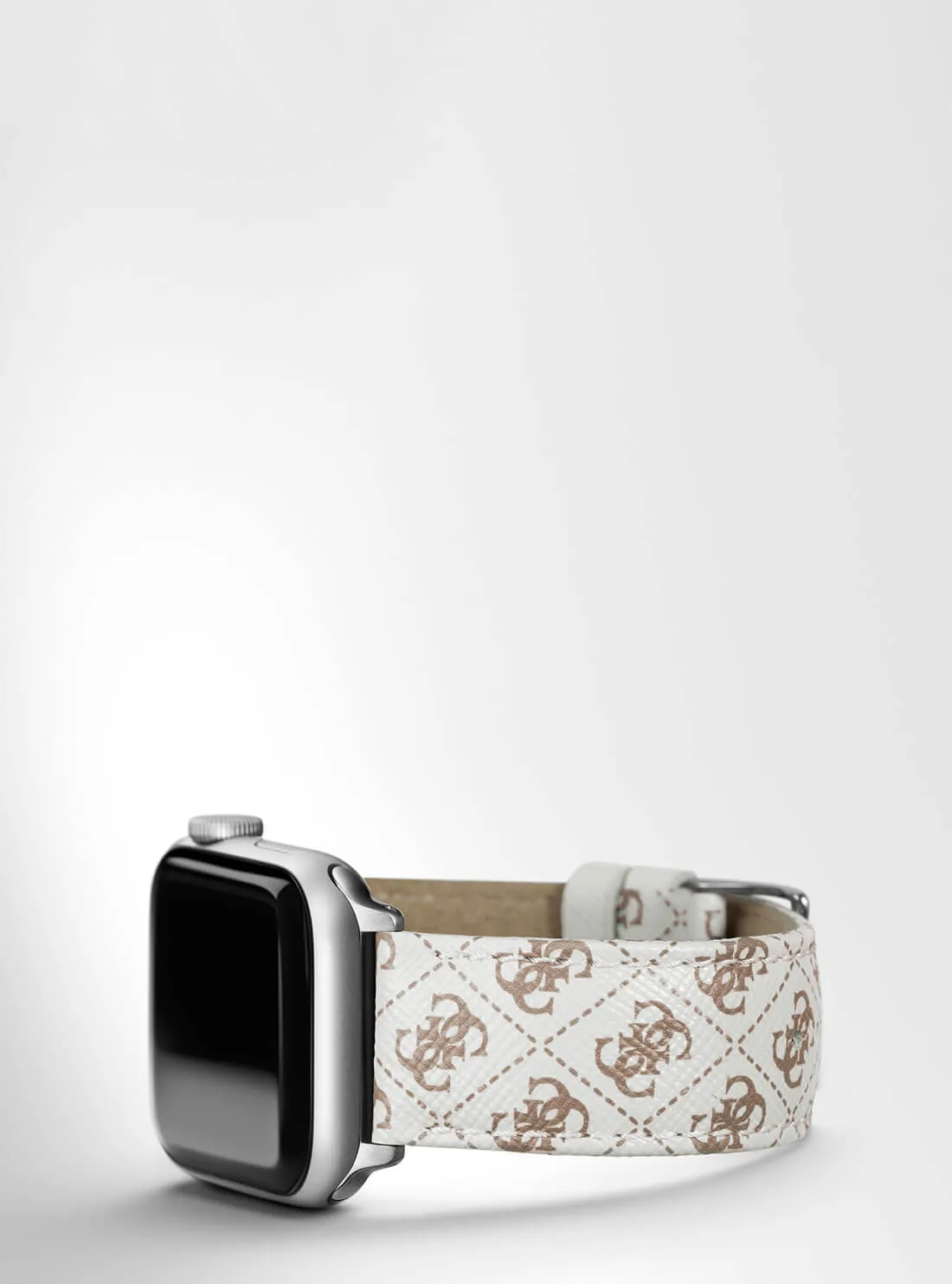 White Logo Leather Apple Strap (38-40MM) Guess