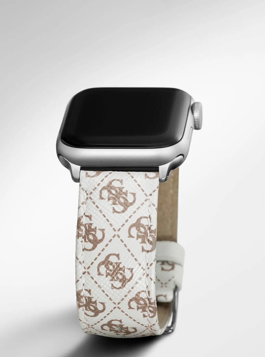 White Logo Leather Apple Strap (38-40MM) Guess