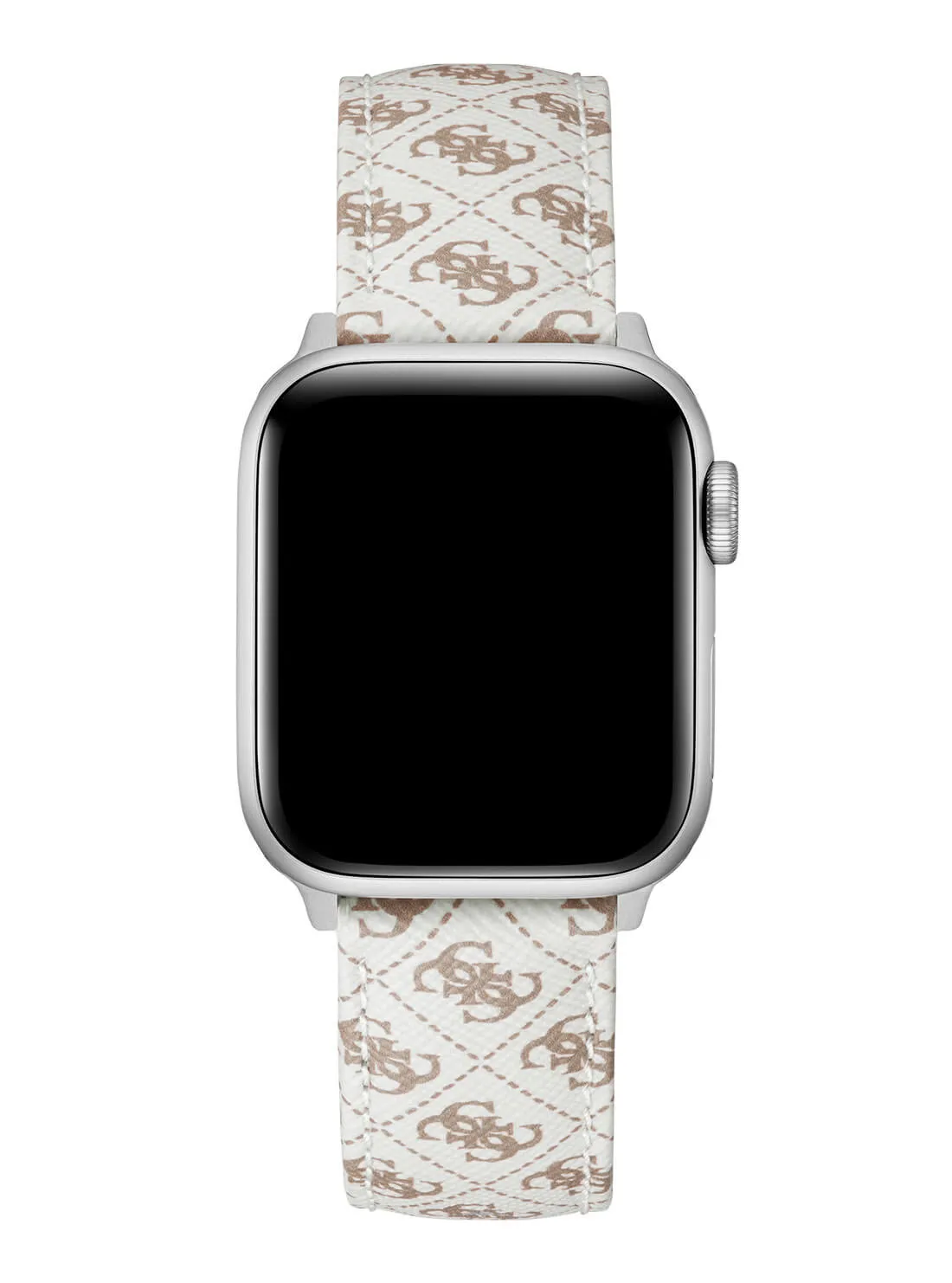 White Logo Leather Apple Strap (38-40MM) Guess