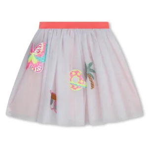 White Sequin Graphic Skirt