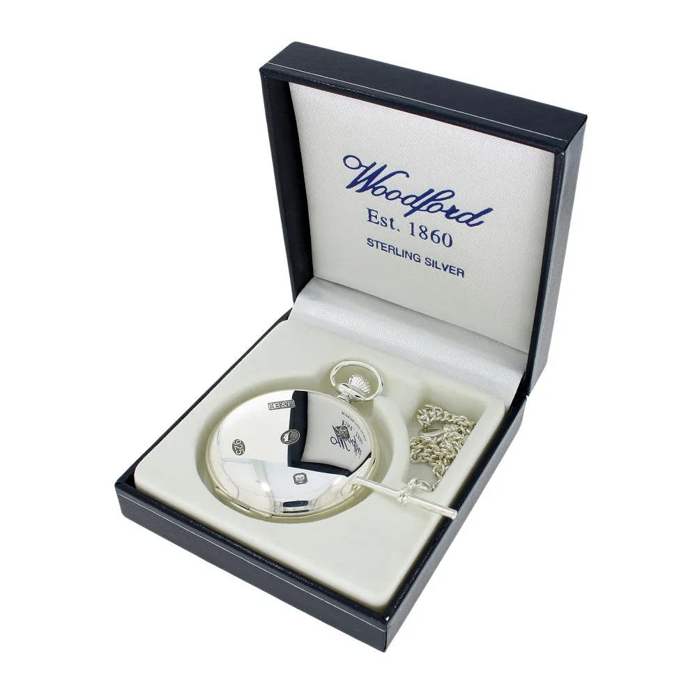 Woodford Sterling Silver Coronation Full Hunter Skeleton Dial Mechanical Pocket Watch C-109