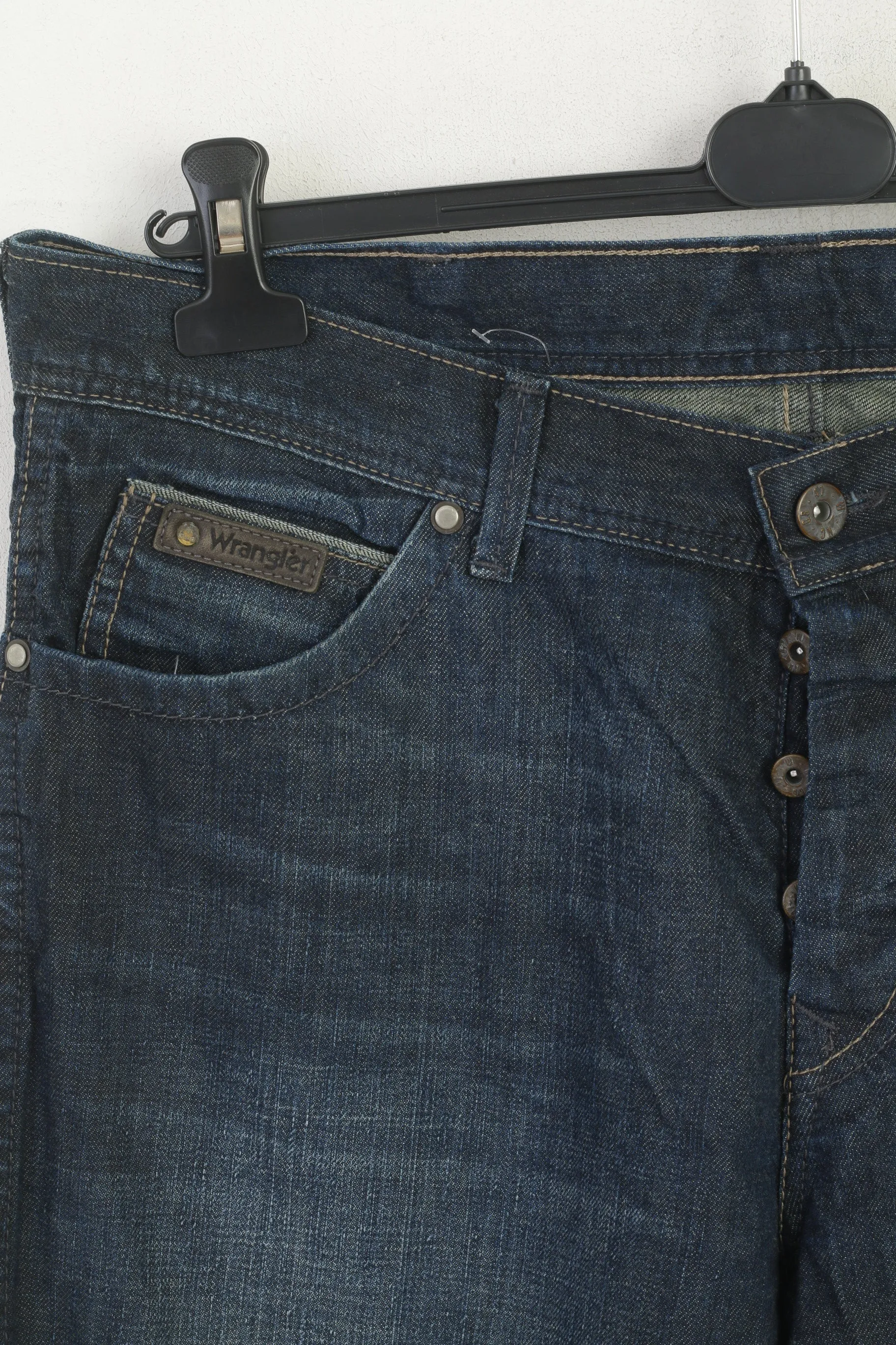 Wrangler Men 36 Jeans Trousers Navy Denim Cotton Vintage Roxboro Classic Pants