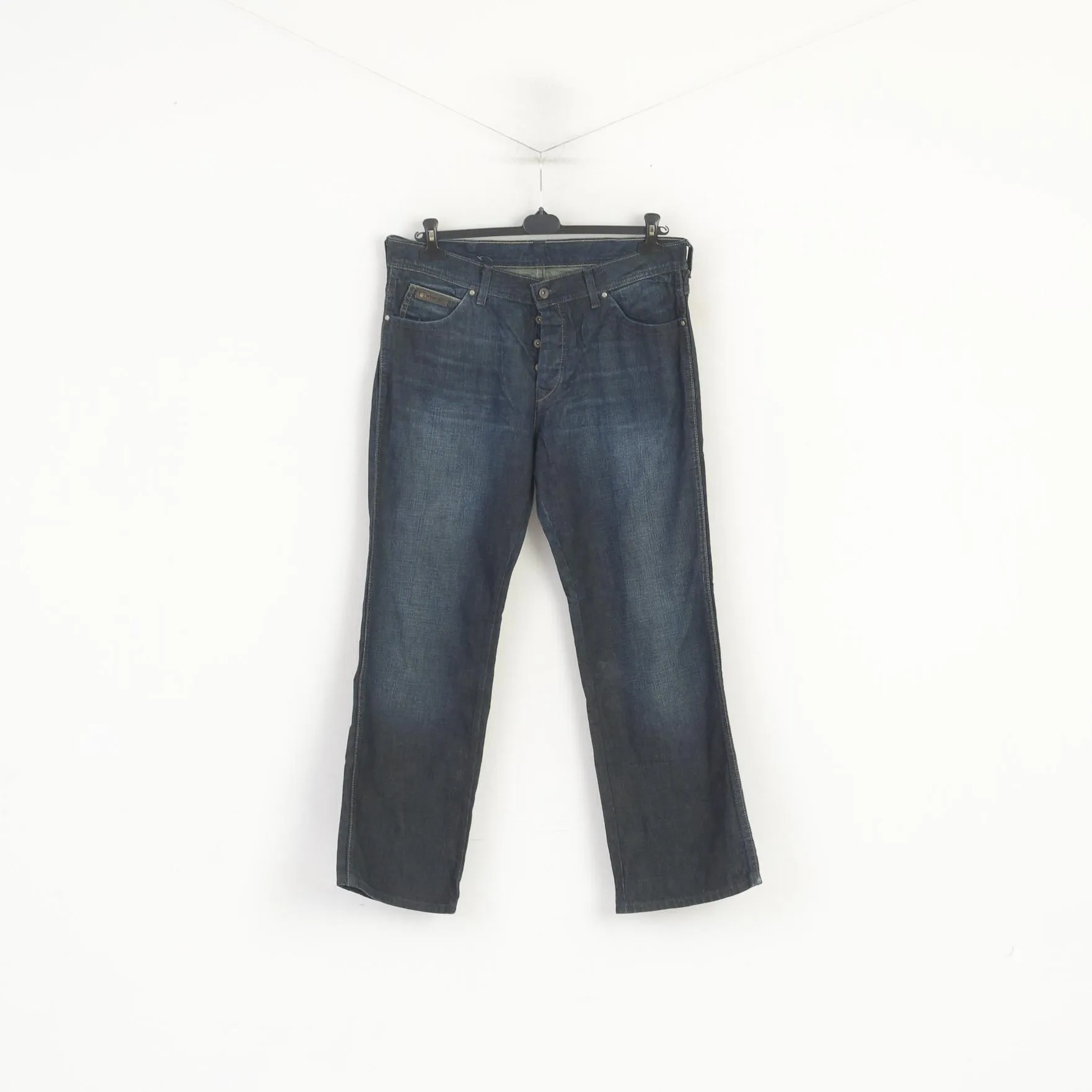 Wrangler Men 36 Jeans Trousers Navy Denim Cotton Vintage Roxboro Classic Pants